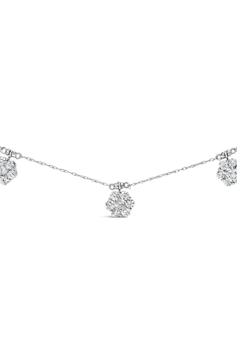 Haus of Brilliance 10K White Gold 3.0 Cttw Round-Cut Diamond 7 Stone Cluster Station Necklace, Alternate, color, White