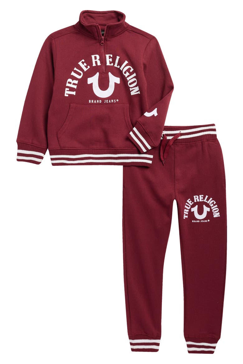 Kids' High School Team Quarter Zip Pullover & Joggers Set, Main, color, RED