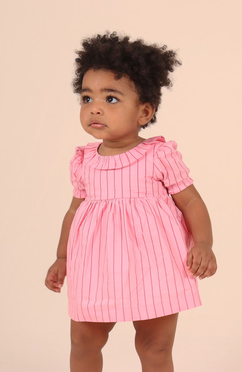 TINY TRIBE Stripe Empire Waist Cotton Dress, Alternate, color, Pink