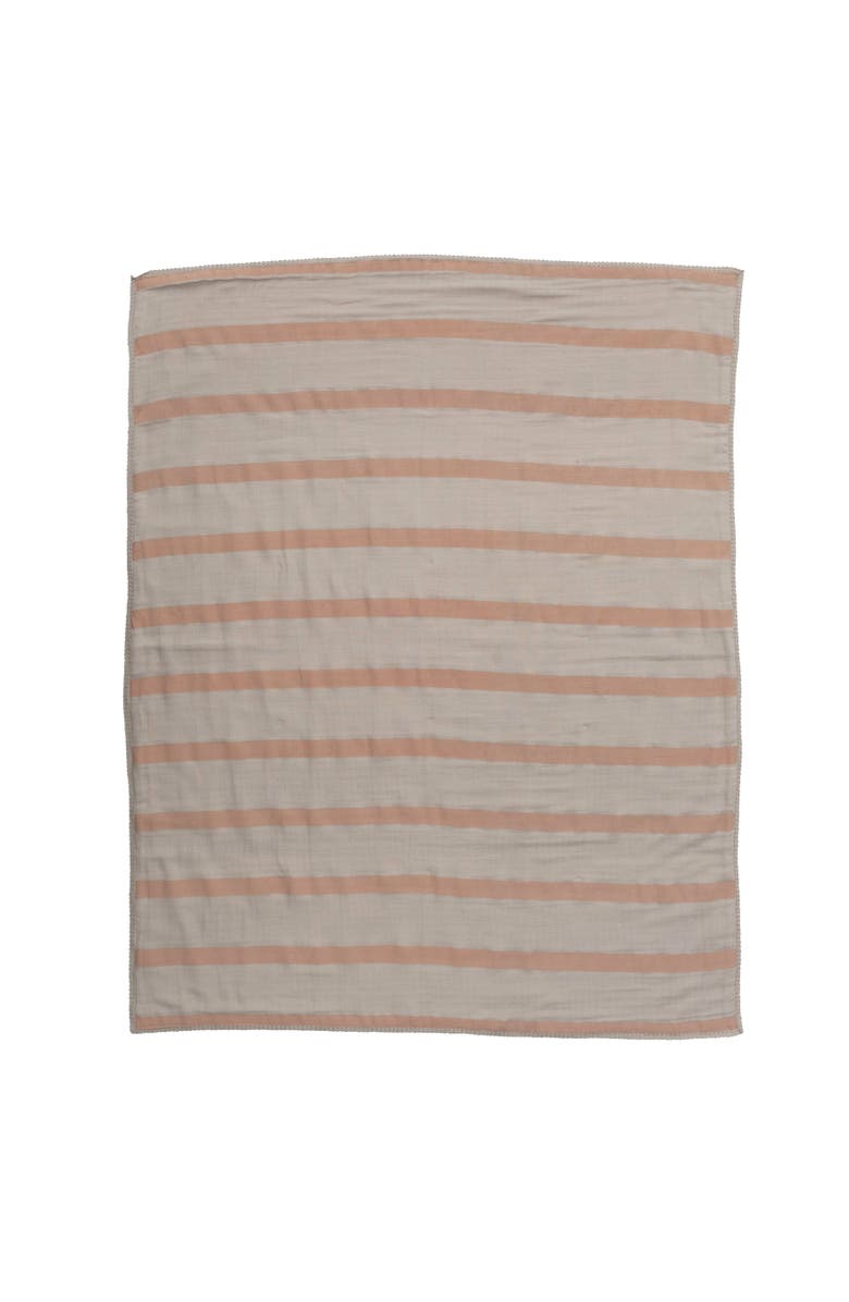 Storied Home Striped Cotton Double Cloth Printed Baby Blanket in Bag, Main, color, Pink