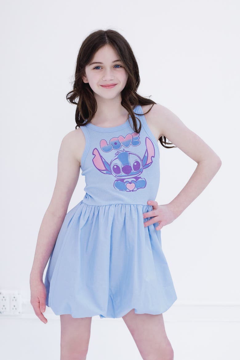 Lilo & Stitch Sleeveless Bubble Dress, Alternate, color, Light Blue Stitch
