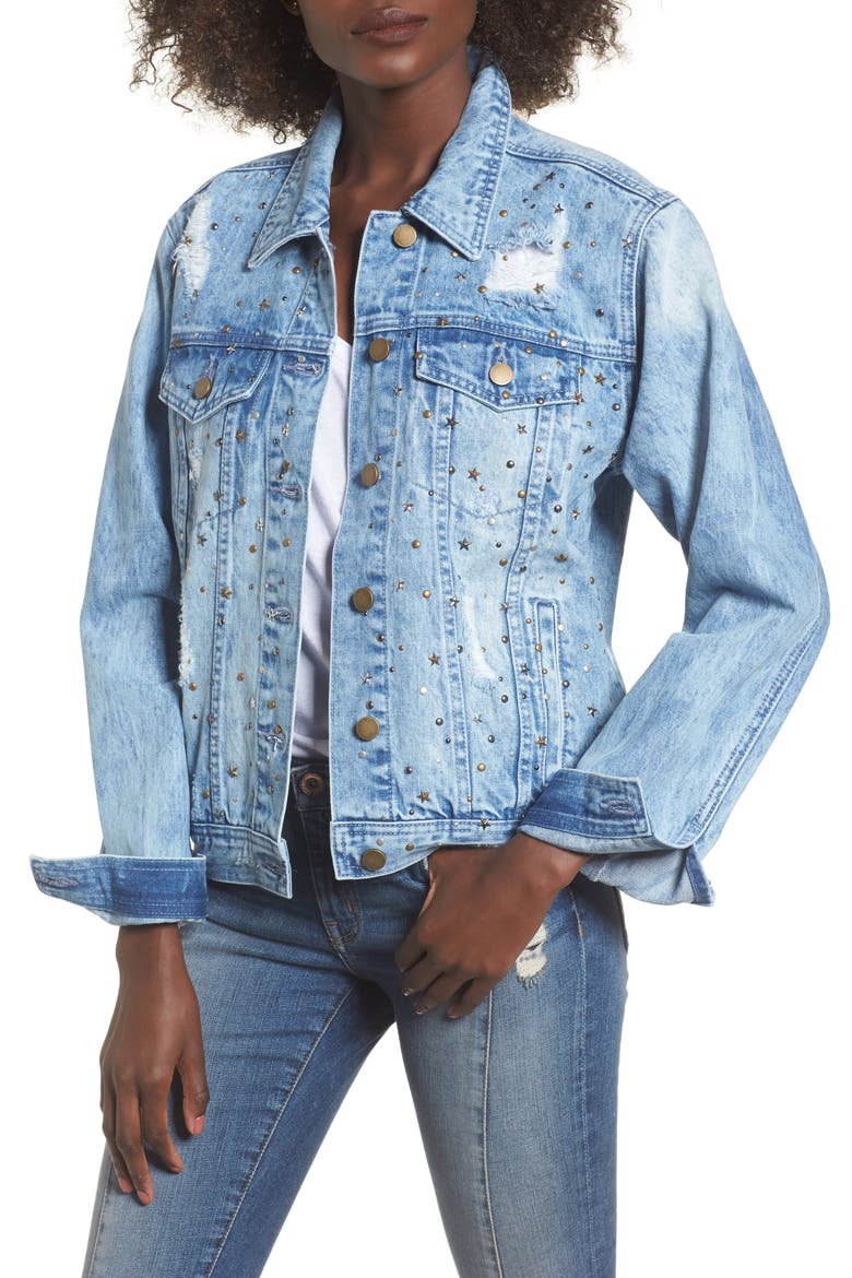 Star & Stud Denim Jacket, Main, color, BLUE