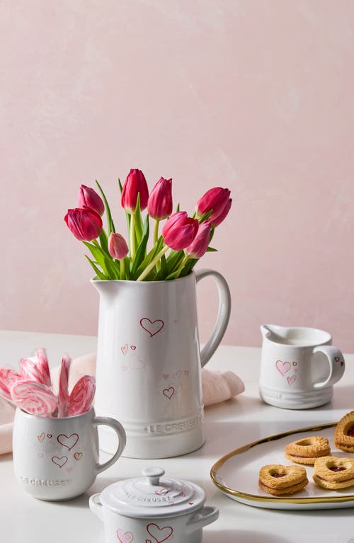 Le Creuset Mon Coeur Stoneware Sugar & Creamer Set In White