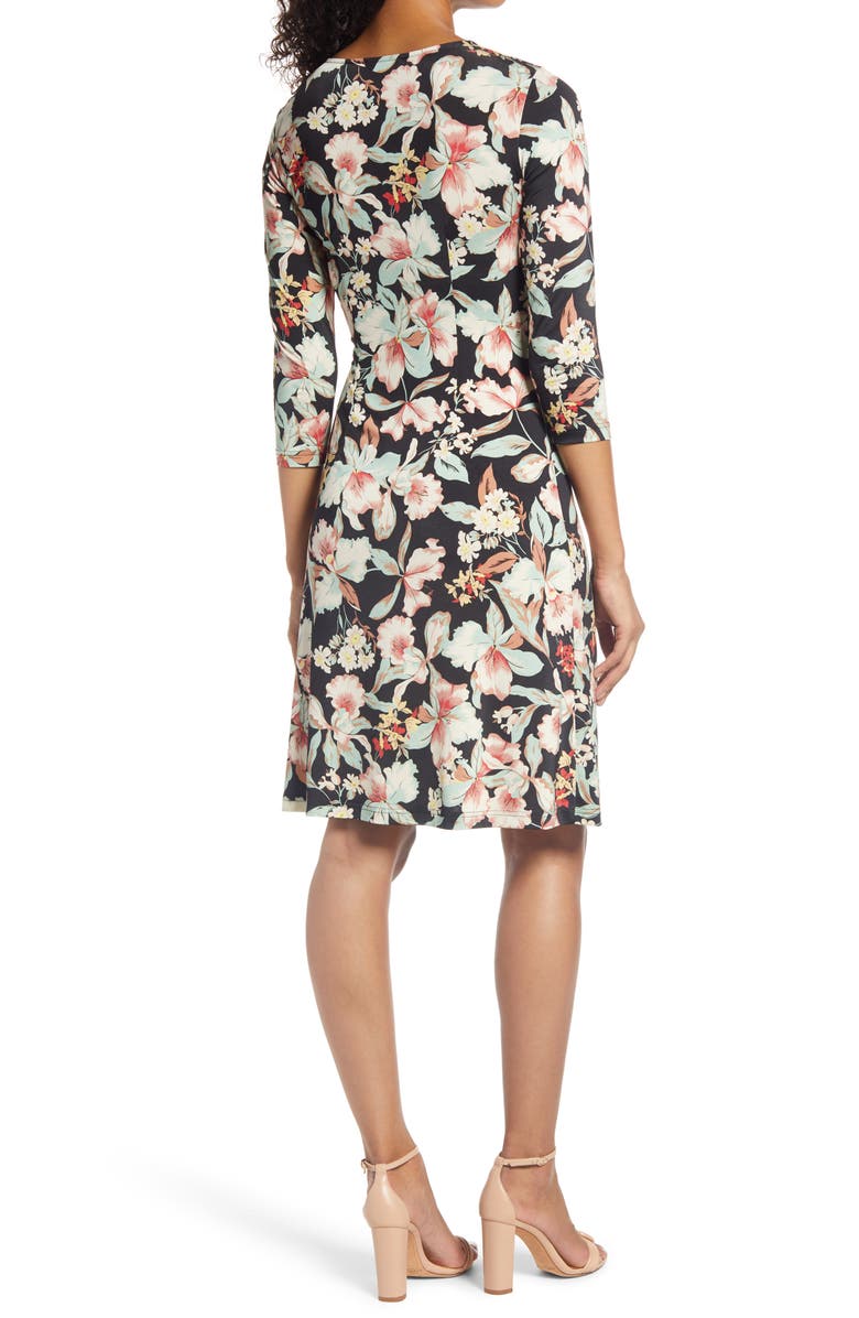 Ilse Jacobsen Floral Twist Front Fit & Flare Jersey Dress, Alternate, color,