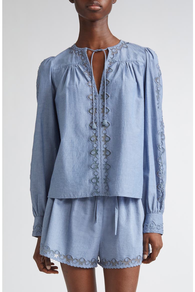 Kady Appliqué Top, Main, color, CHAMBRAY
