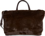 BCBG Faux Fur Tote Bag with Pouch