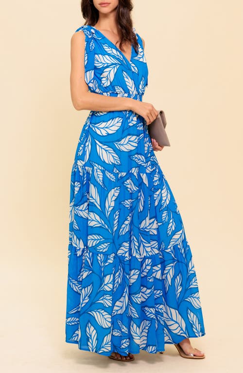 Flying Tomato Leaf Print Tie Strap Tiered Maxi Dress