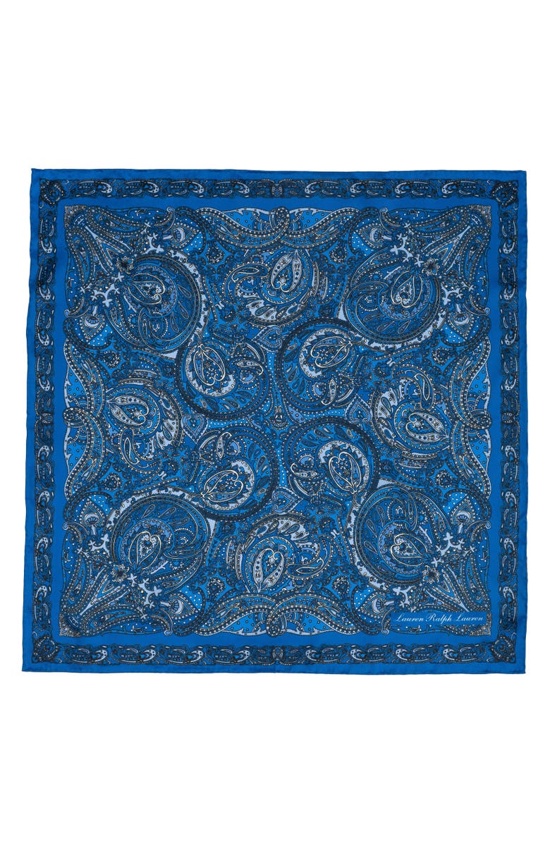 Lauren Ralph Lauren Paisley Bandana Small Square, Main, color, Navy