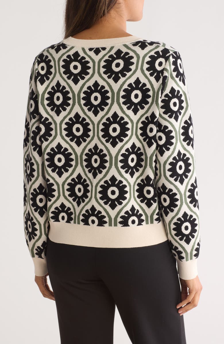 Adrianna Papell Floral Jacquard Sweater, Alternate, color, 