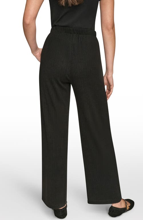 Donna Karan New York High Waist Wide Leg Pull-on Sweater Pants In Black