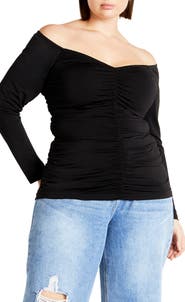 City Chic Sally Ruched Off the Shoulder Top
