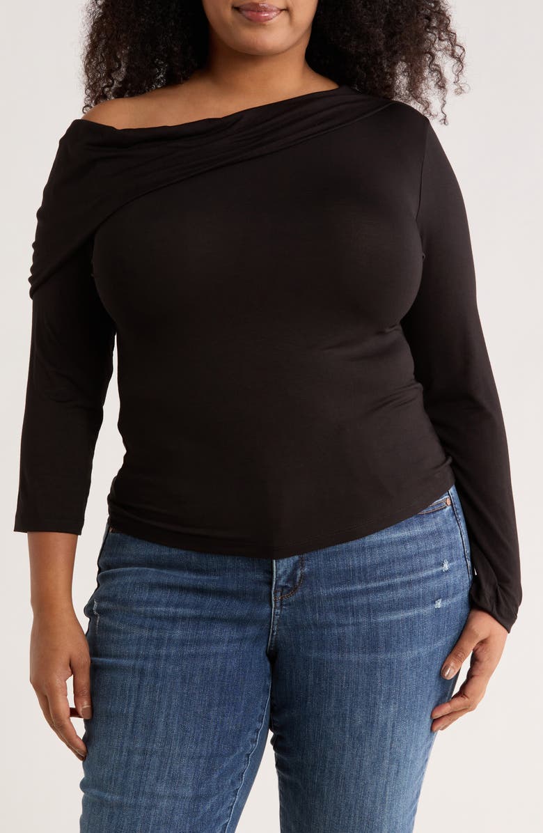 Renee C One-Shoulder Stretch Modal Top, Main, color, Black