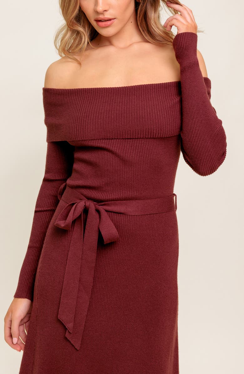 FLYING TOMATO Off the Shoulder Long Sleeve Sweater Dress, Alternate, color,