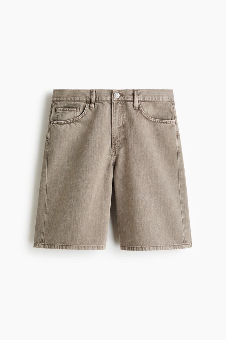Relaxed Denim Shorts, Alternate, color, Beige