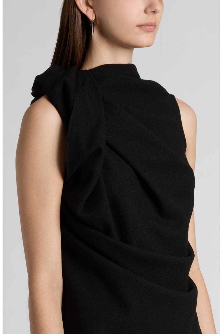 Knot Detail Wool Crepe Minidress, Alternate, color, BLACK