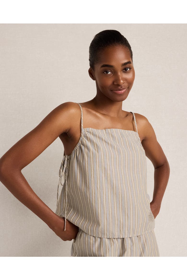 Organic Cotton Poplin Side Tie Cami, Main, color, Stripe Cappuccino Multi