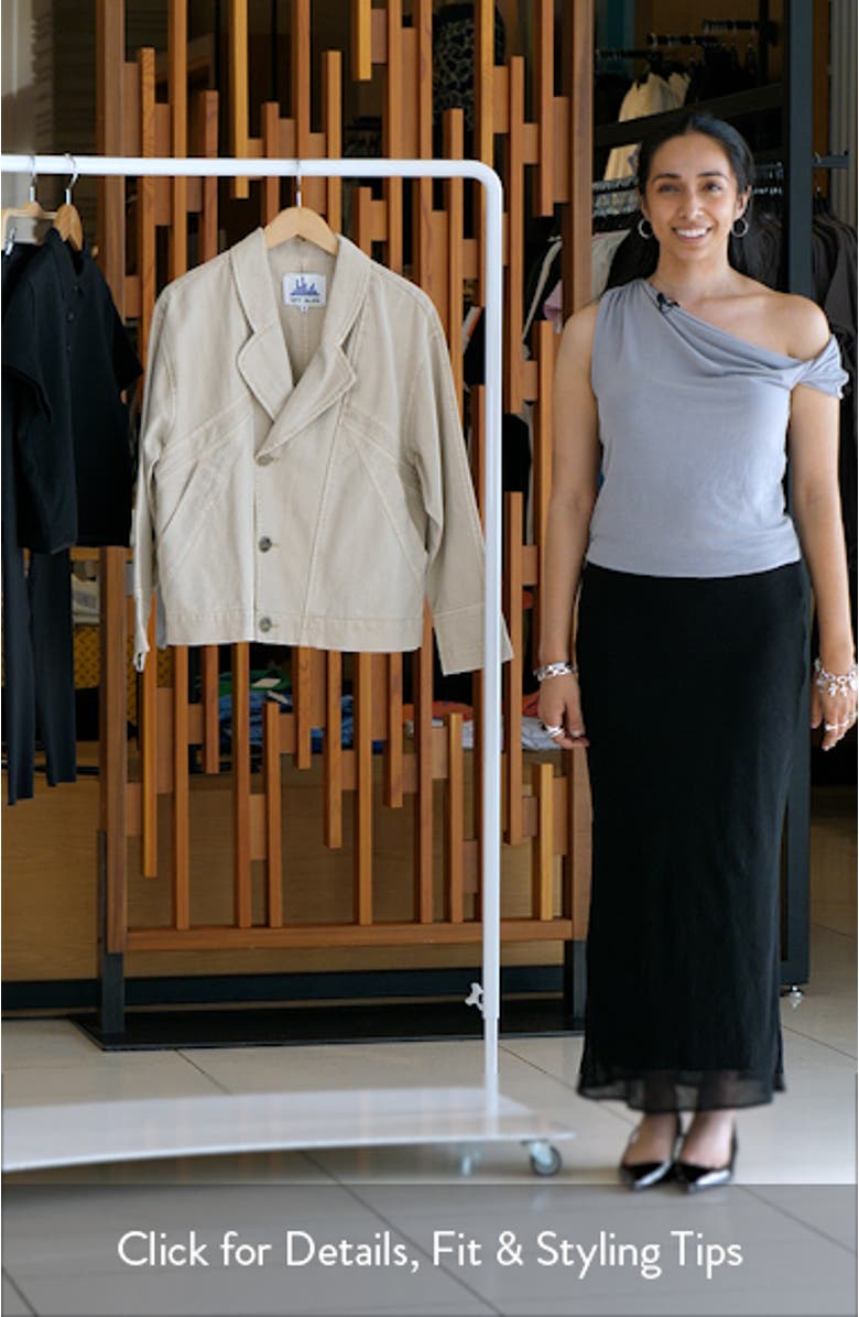 Spliced Denim Moto Jacket, sales video thumbnail