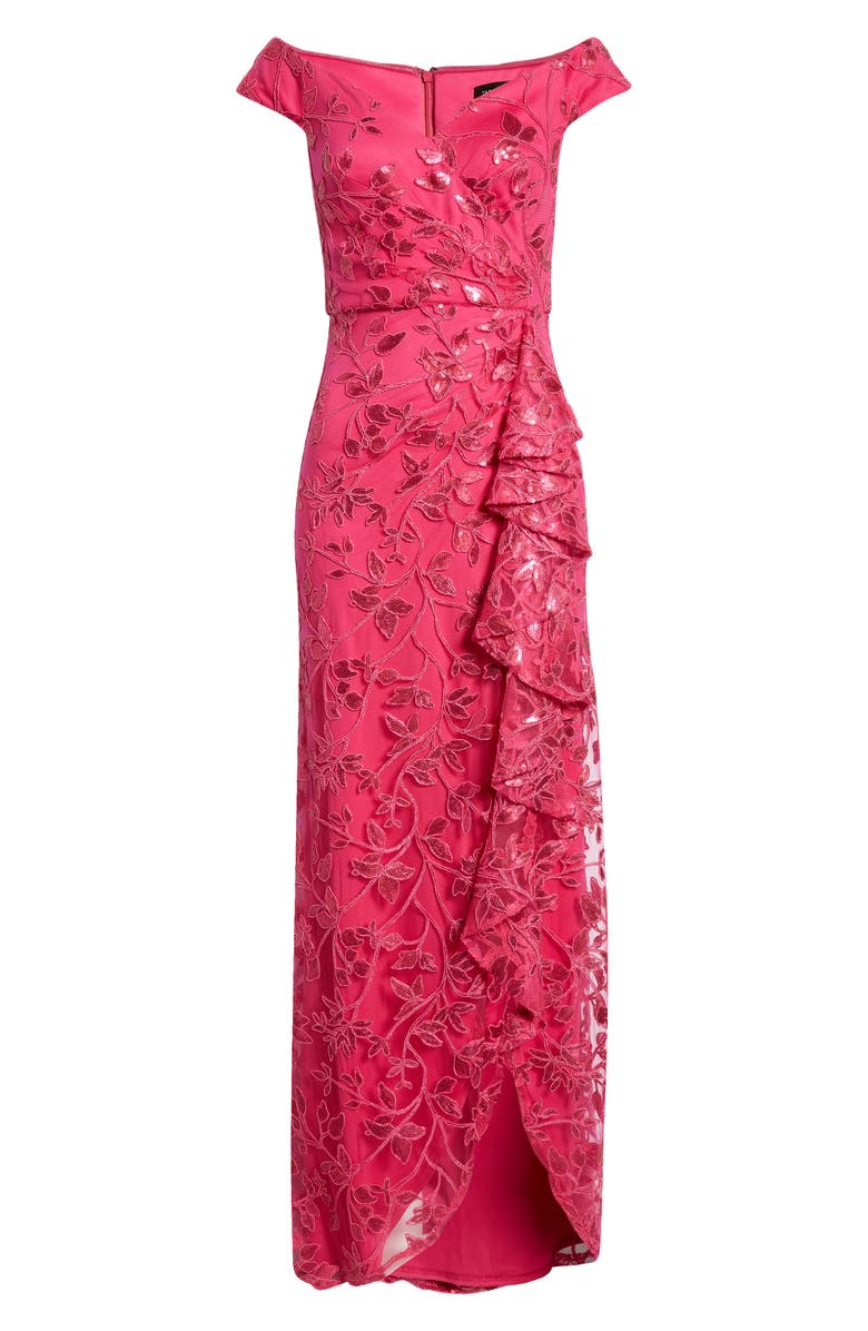 Tadashi Shoji Embellished Off the Shoulder Gown, Alternate, color, 