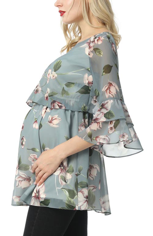 Kimi & Kai Audrey Maternity/nursing Floral Print Blouse In Multicolored