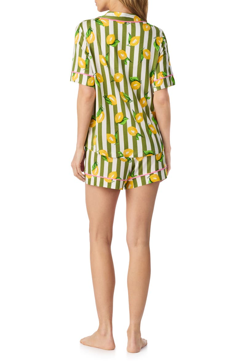 Print Short Pajamas, Alternate, color, GREEN STRIPE