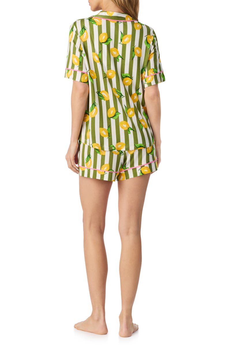Room Service Pjs Print Short Pajamas, Alternate, color, Green Stripe
