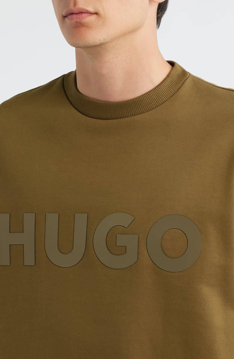 HUGO Dinex Cotton French Terry Crewneck Sweatshirt, Alternate, color, Open Green