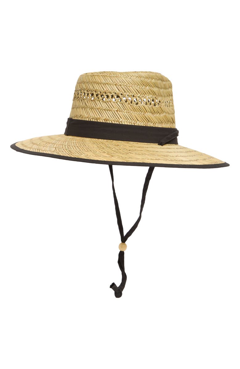 San Diego Hat Rush Straw Lifeguard Hat, Alternate, color, Natural/Black