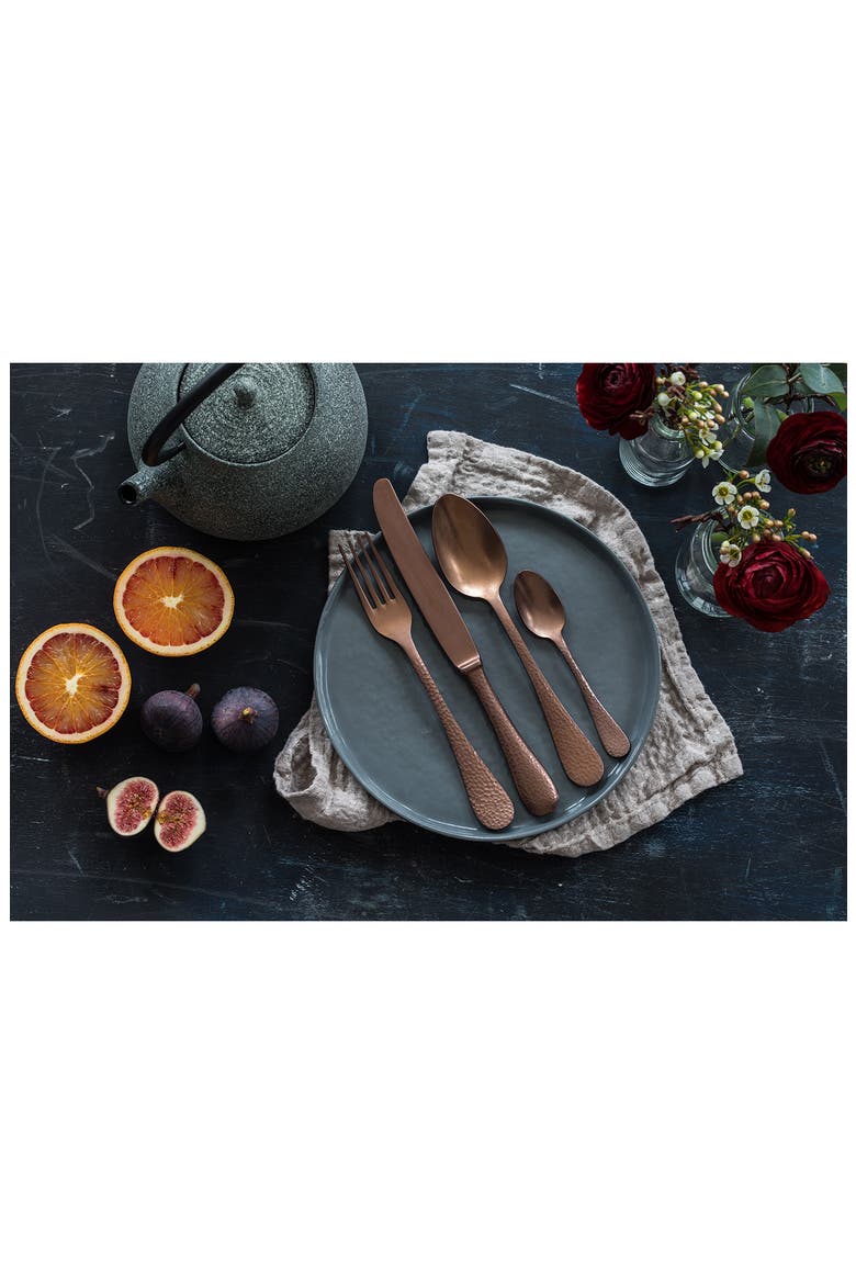 Epoque Distressed Bronze 5-Piece Place Setting, Alternate, color, DISTRESSED STAINLESS BRONZE