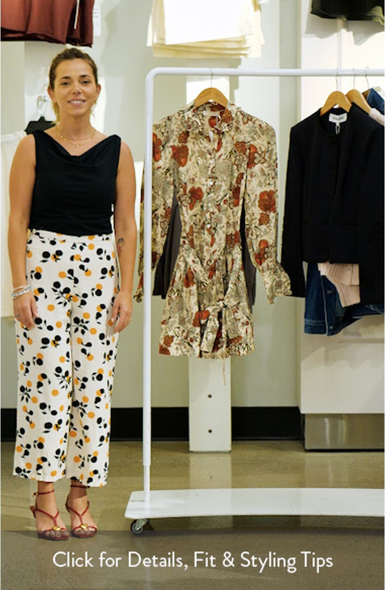 Simona Floral Print Long Sleeve Silk Minidress, sales video thumbnail