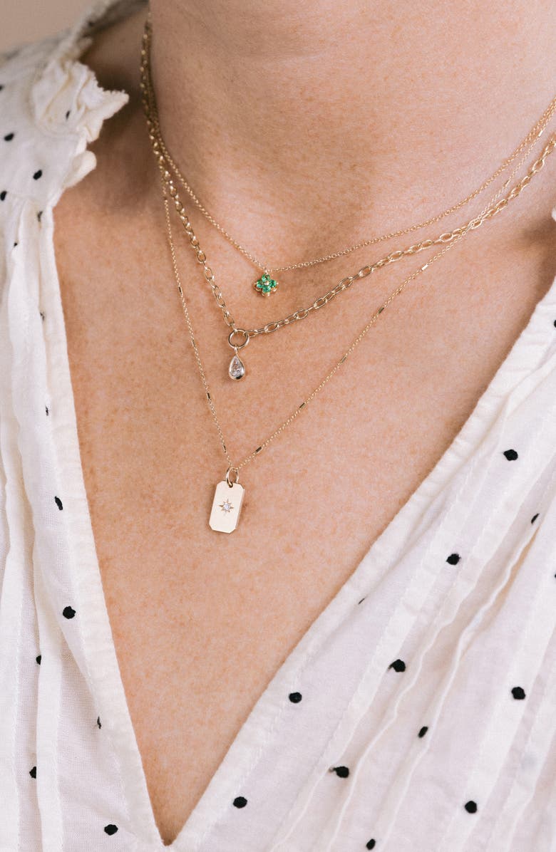Zoë Chicco Quad Emerald Pendant Necklace, Alternate, color, 14K Yellow Gold