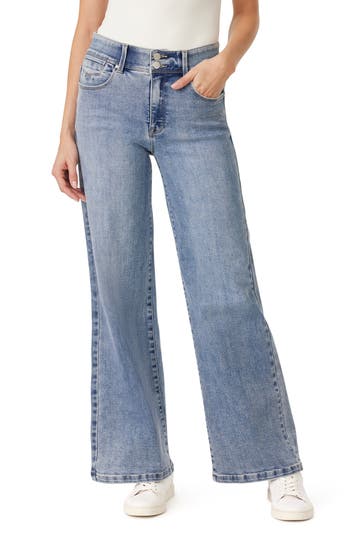 Curve Appeal Skylar High Waist Wide Leg Jeans In Lakeport