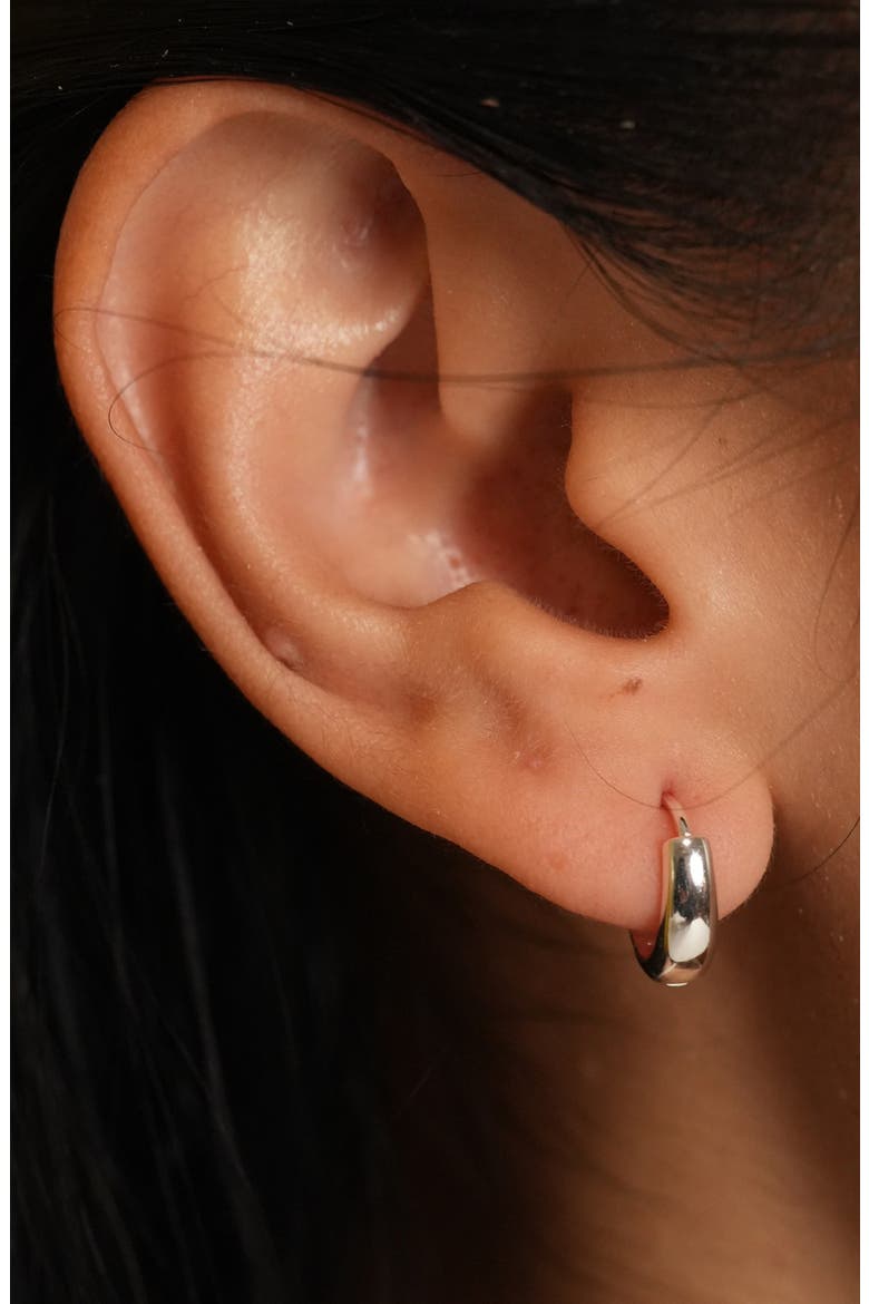Oval Huggie Hoop Earrings, Alternate, color, SILVER