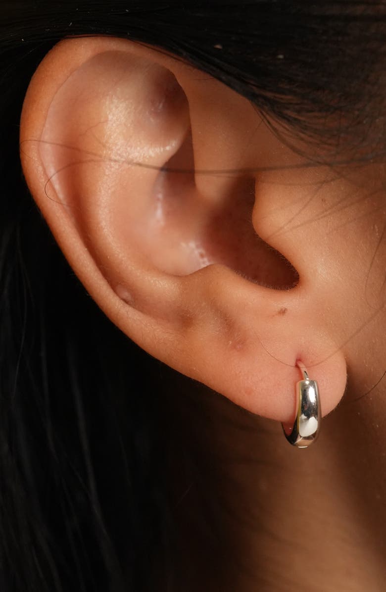 Argento Vivo Sterling Silver Oval Huggie Hoop Earrings, Alternate, color, Silver