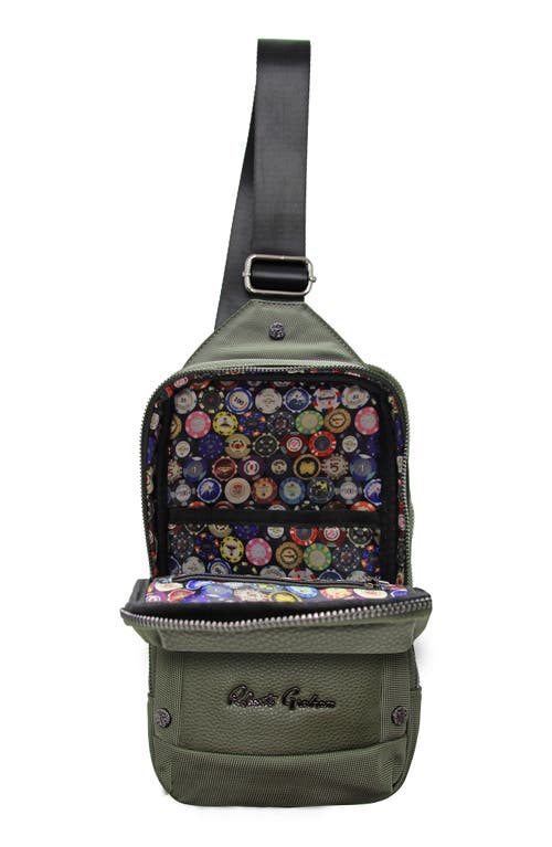 Robert Graham Howell Mixed Media Sling Bag In Olive