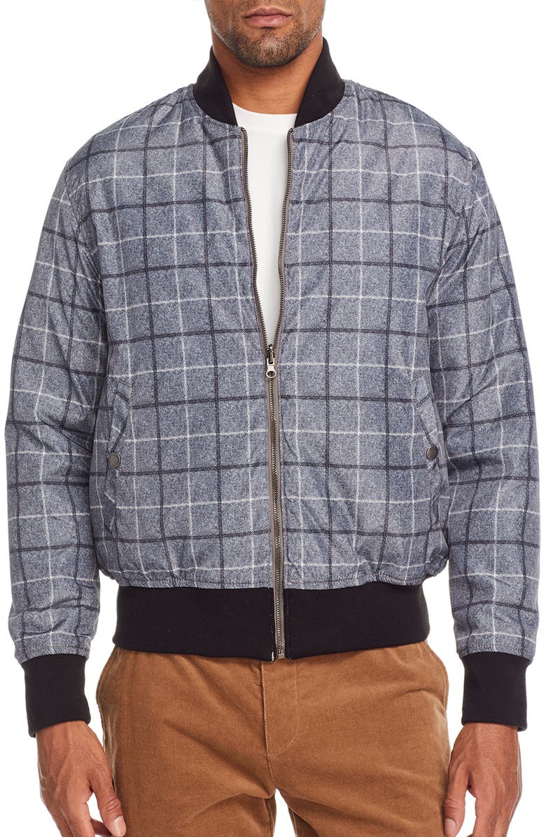 Brooklyn Brigade Herringbone Reversible Bomber Jacket, Alternate, color, Black/Grey