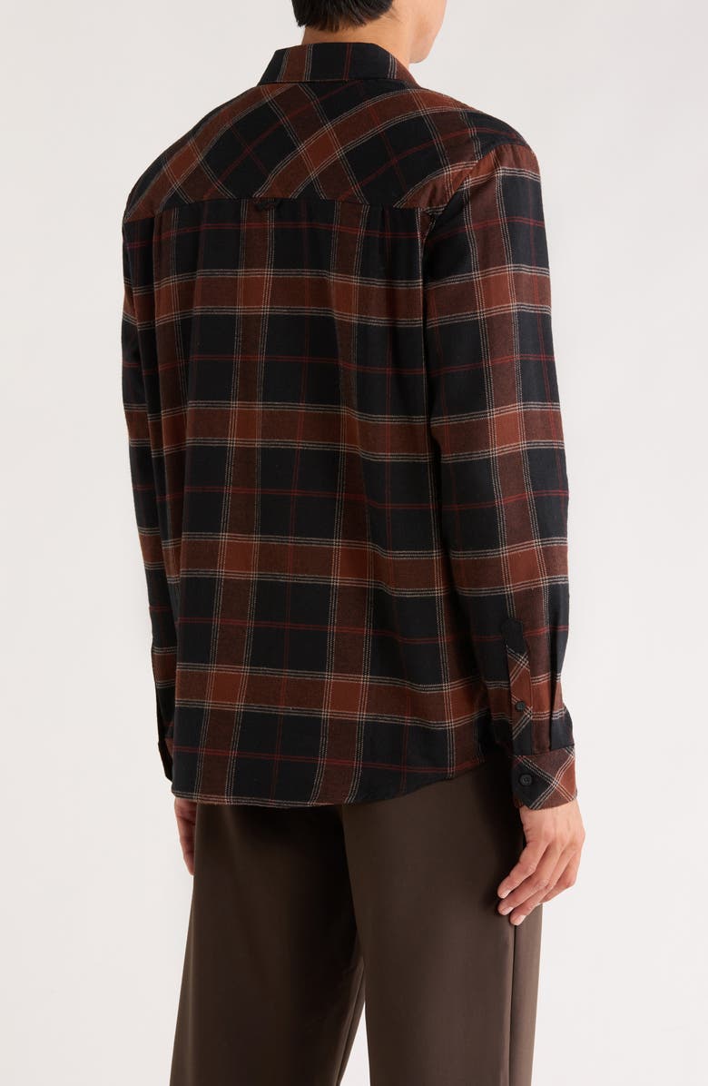 Hurley Plaid Flannel Button-Up Shirt, Alternate, color, Black