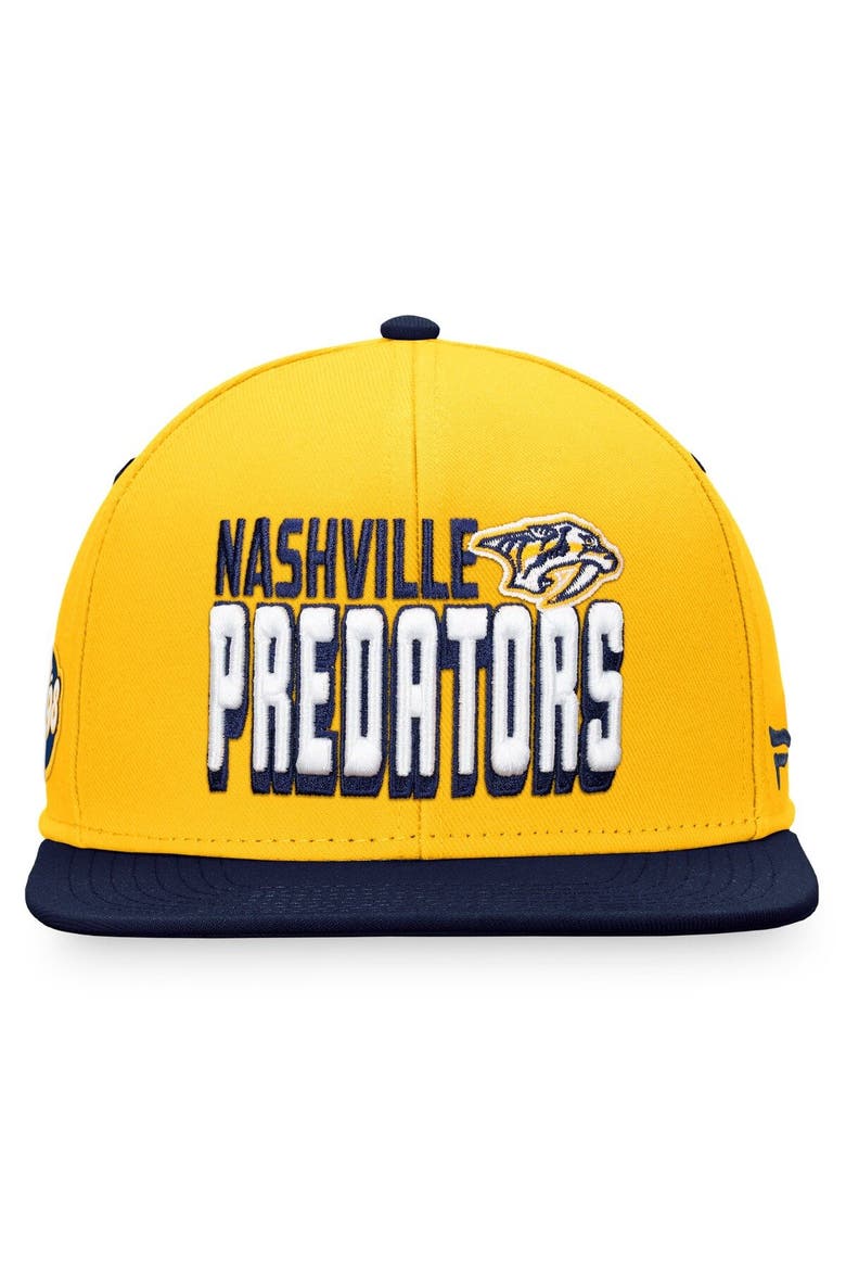 Men's Fanatics Branded Gold/Navy Nashville Predators Heritage Retro Two-Tone Snapback Hat, Alternate, color, Gold