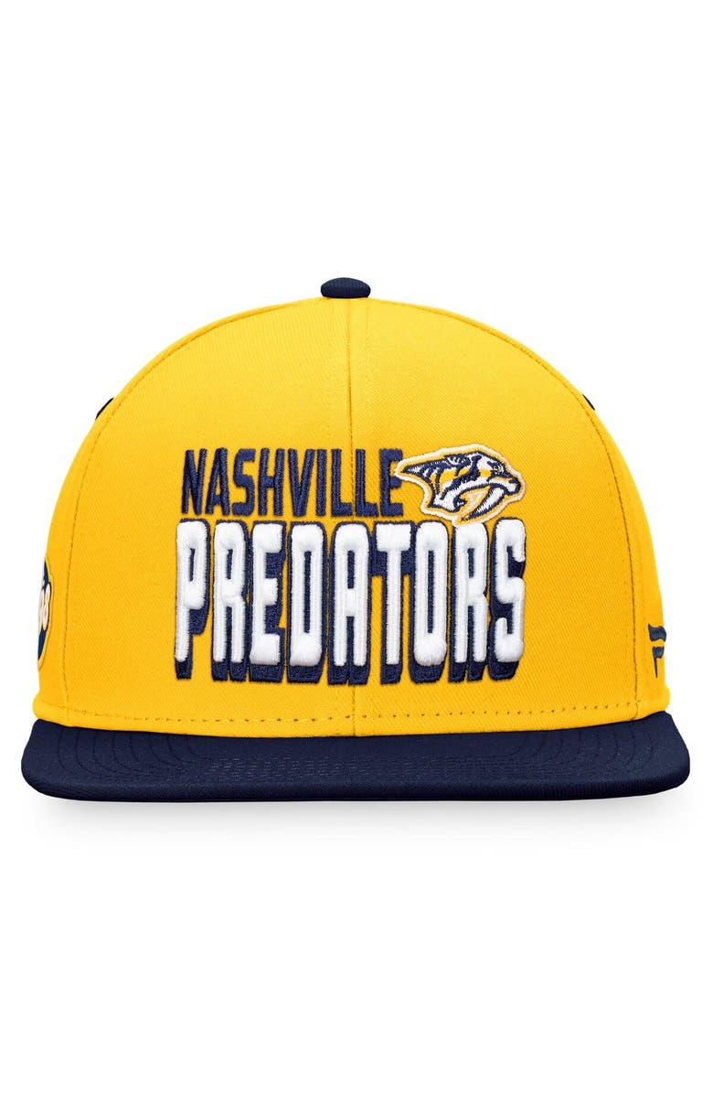 FANATICS Men's Fanatics Branded Gold/Navy Nashville Predators Heritage Retro Two-Tone Snapback Hat, Alternate, color, Gold