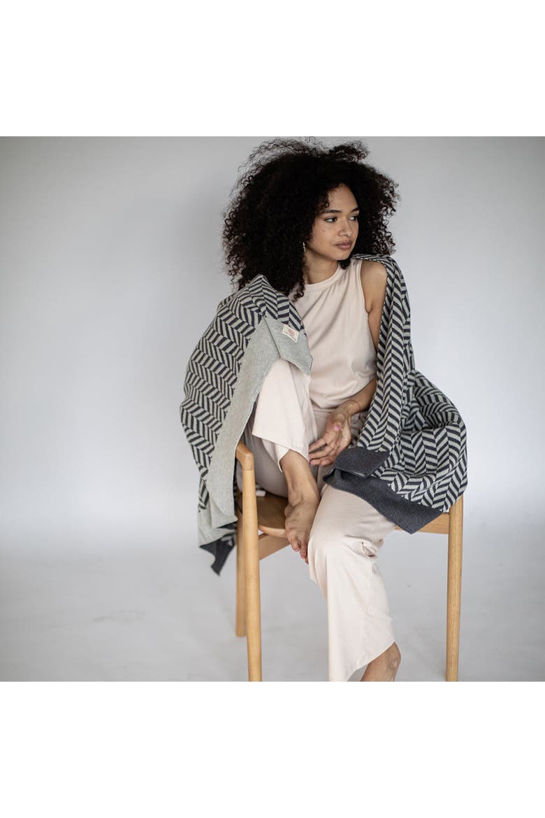Zima Organic Cotton Throw Blanket, Alternate, color, Dark grey