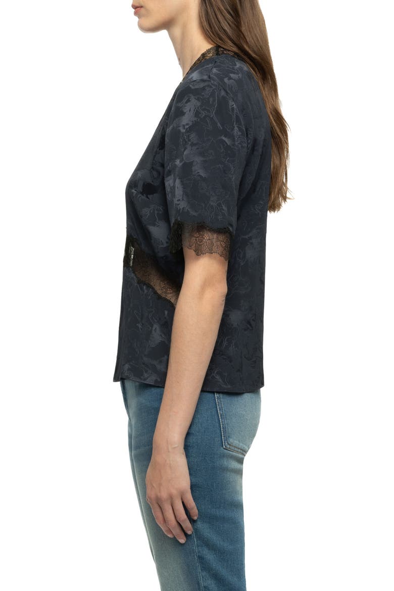 Tedoxa Horse Jacquard Silk Top, Alternate, color, ENCRE