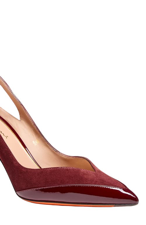 Santoni Patent Leather And Suede High-heel Pump In Brown