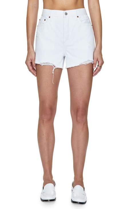 White denim shorts longer length size hotsell 8-10 small