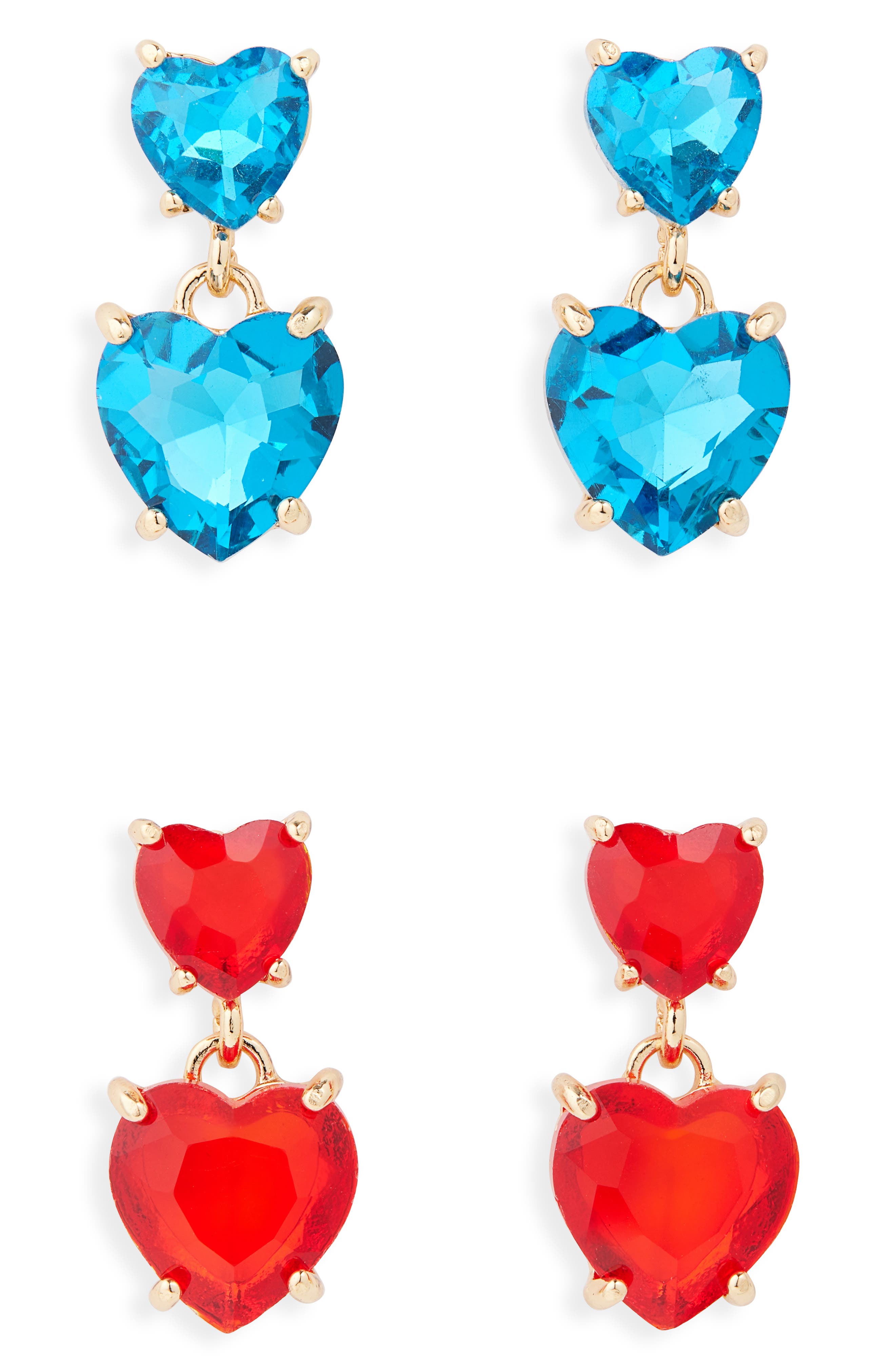 Tasha Set of 2 Double Heart Drop Earrings