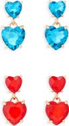 Tasha Set of 2 Double Heart Drop Earrings