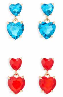 Tasha Set of 2 Double Heart Drop Earrings