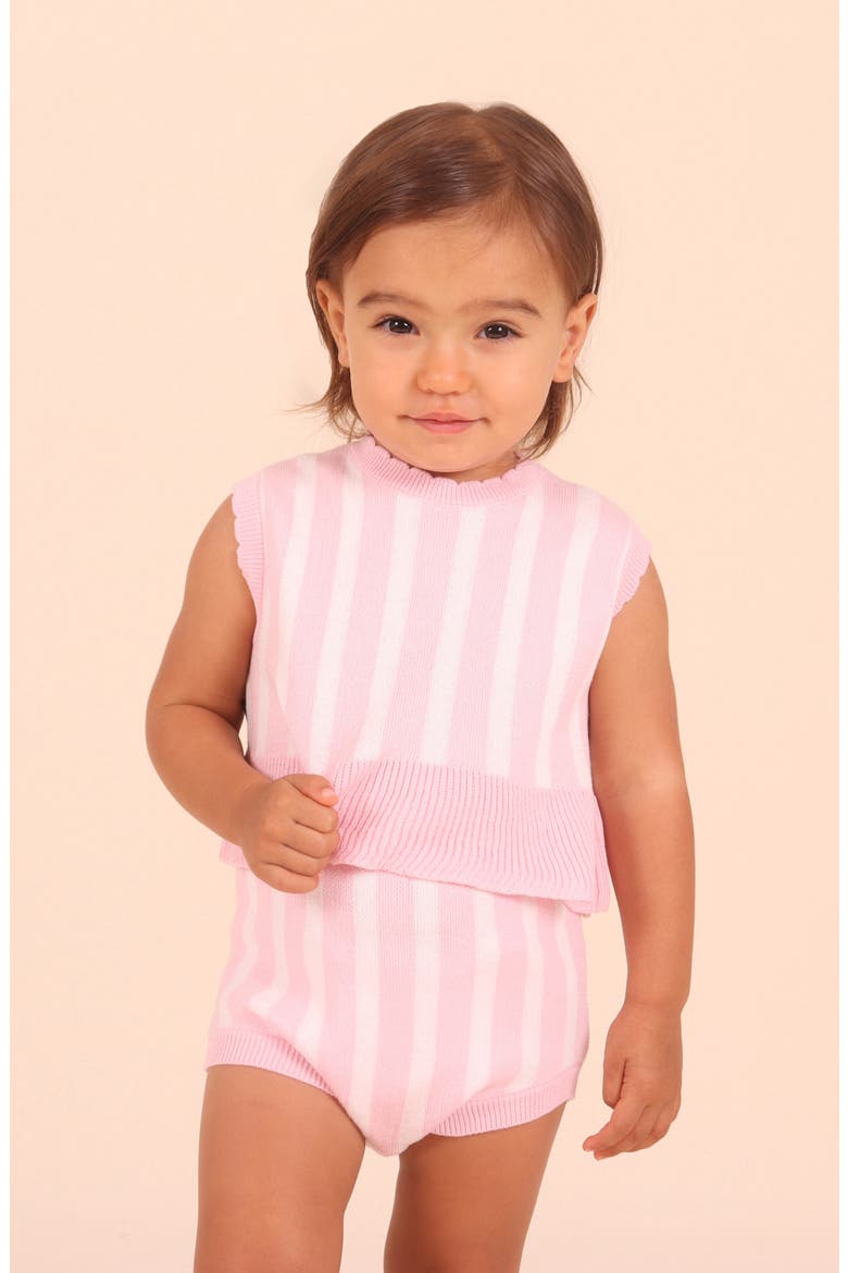 Stripe Cotton Knit Top & Shorts Set, Alternate, color, PINK