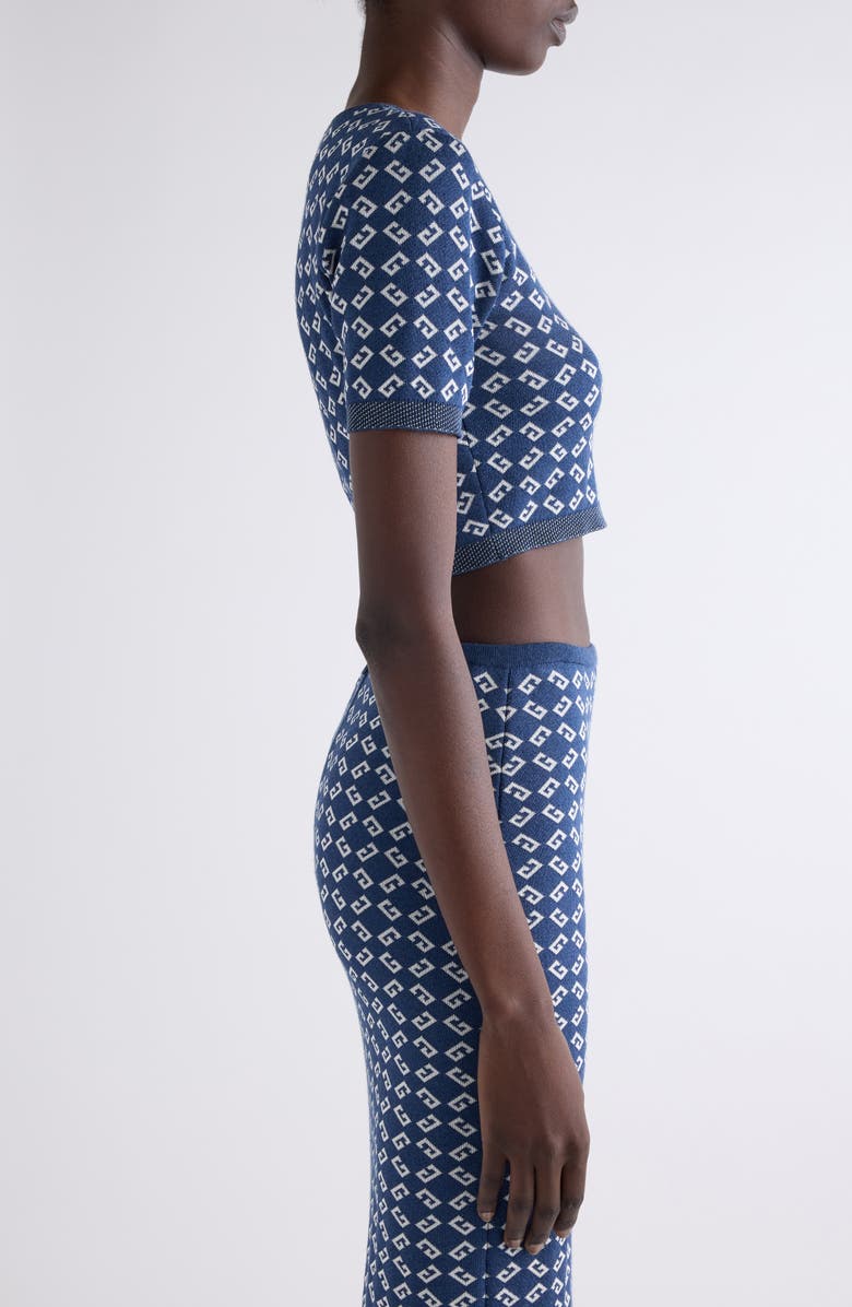 Givenchy Monogram 72 Jacquard Crop Crewneck Top, Alternate, color, Denim Blue