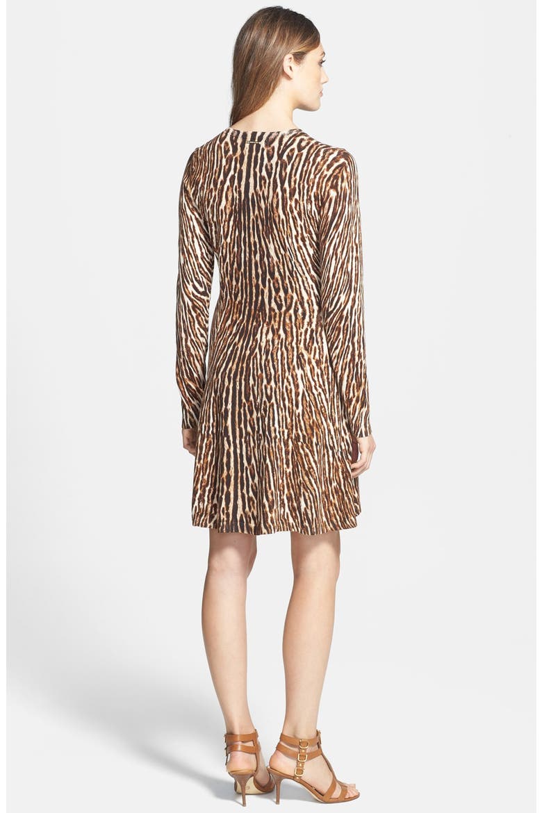 Print Fit & Flare Sweater Dress, Alternate, color, CHOCOLATE