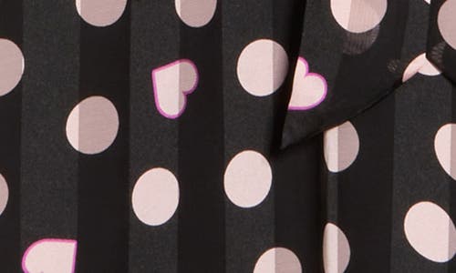 London Times Heart & Dot Print Sleeveless Fit & Flare Dress In Black/blush