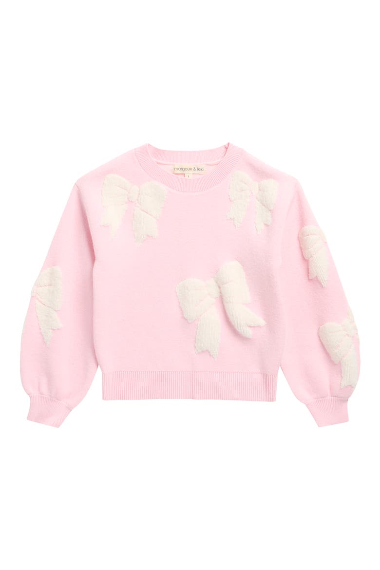 Kids' Chenille Bow Sweater, Main, color, NATURAL PINK